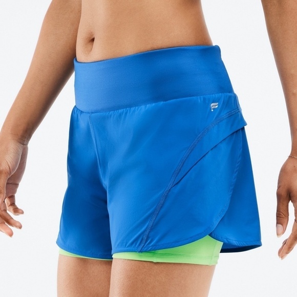 Fabletics Blue and Green Athletic Shorts - Picture 1 of 12